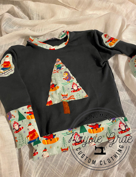 12m-3y GWM Sweatshirt | One of a Kind Applique | Organic French Terry with Cotton Spandex Patches